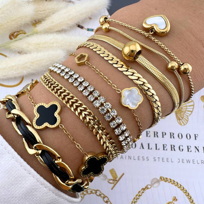 "Tennis" Bracelet, 18K Gold Plated Steel