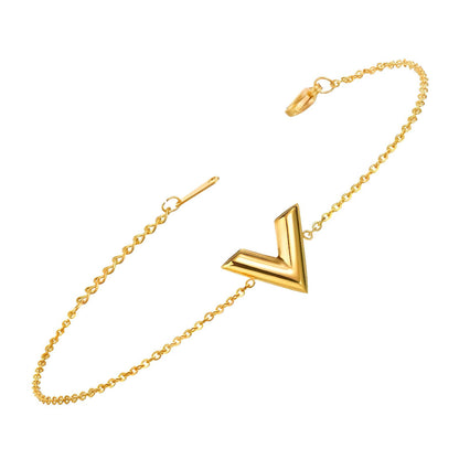 "V" Bracelet, 18K Gold Plated Steel