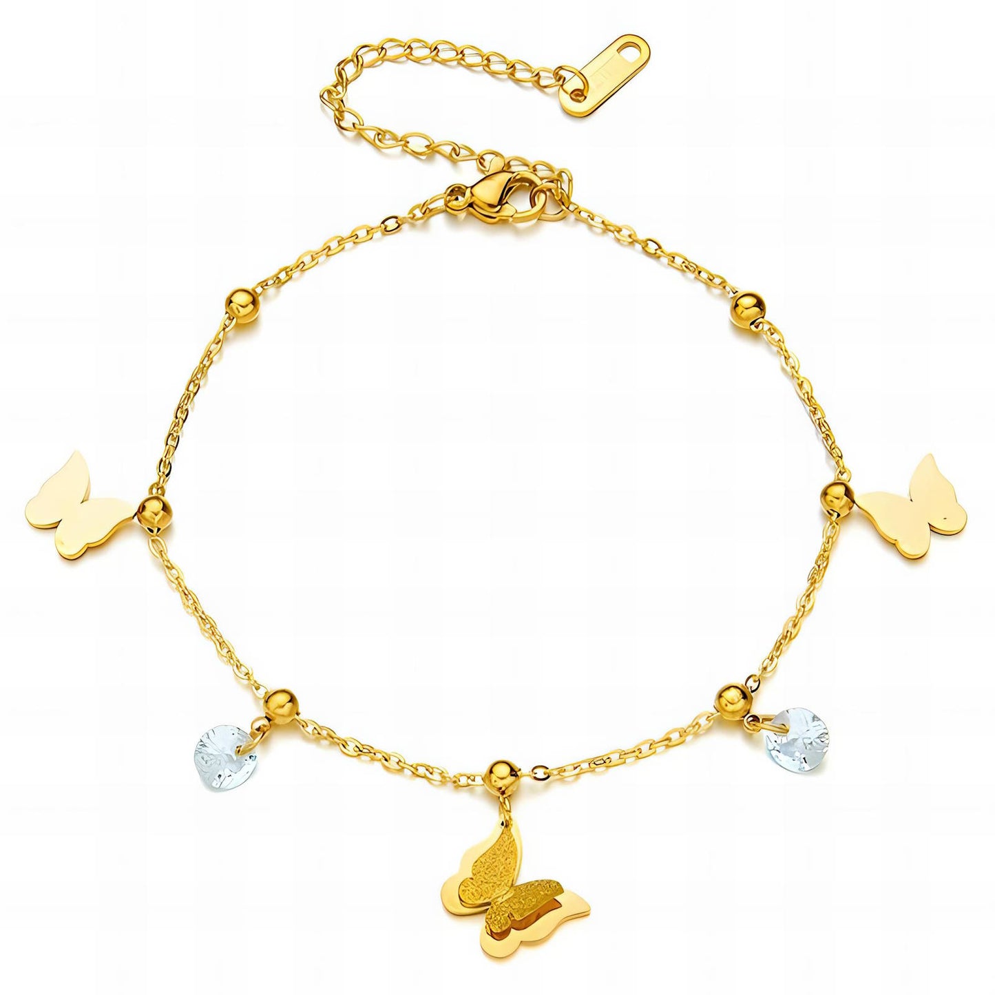 "Butterfly" Anklet, 18K Gold Plated Steel