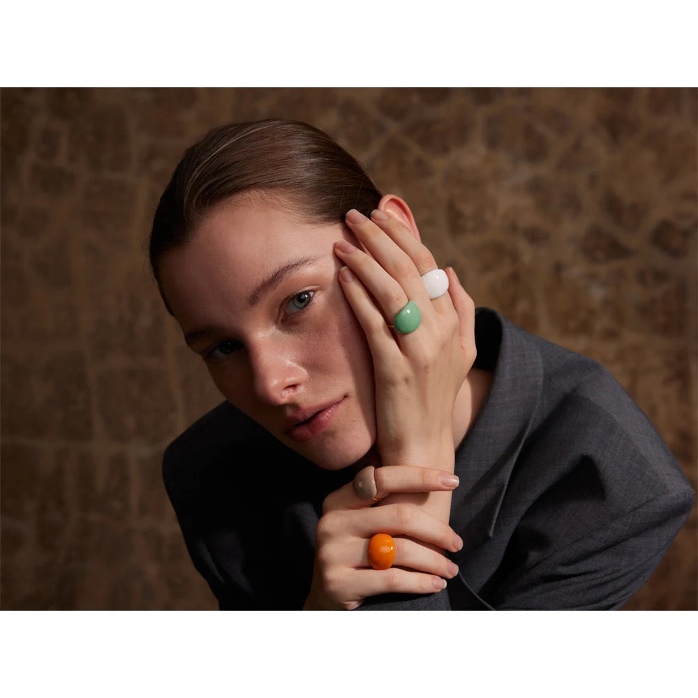 Luxe Jewels Stainless Steel Coloured Enamel Adjustable Ring – Waterproof Jewelry