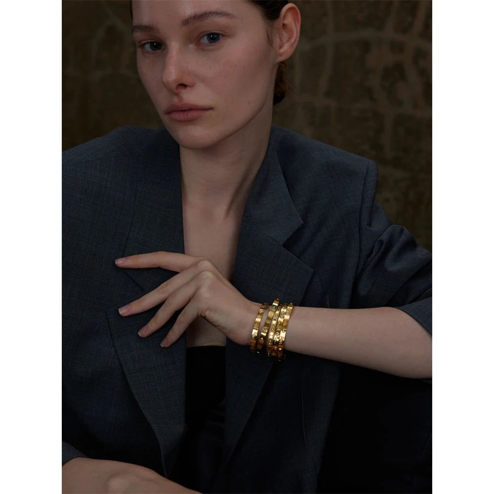 Ocean Elements Cuff Bracelet – 18K Gold Plated Stainless Steel 61mm