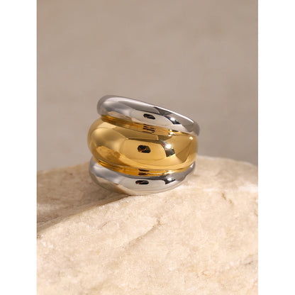 Luxe Jewels Stainless Steel Metal Ring – 18K Gold Plated Silver Jewellery