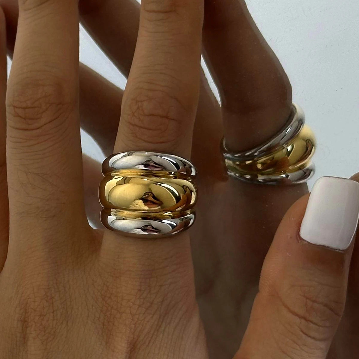 Luxe Jewels Stainless Steel Metal Ring – 18K Gold Plated Silver Jewellery