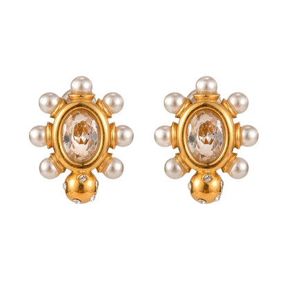 Uworld High Quality Imitation Pearls Drop Stainless Steel Golden Korean Hoop Earrings Charms Fashion Jewelry Bijoux Femme Gift