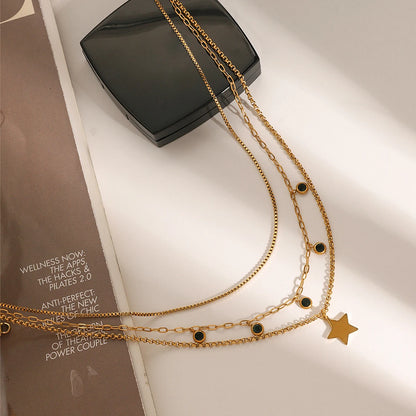 Green Zircon Stacked Star Necklace – Elegant Pendant Jewelry