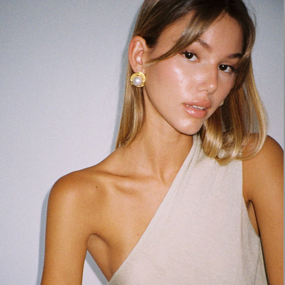 Uworld High Quality Imitation Pearls Drop Stainless Steel Golden Korean Hoop Earrings Charms Fashion Jewelry Bijoux Femme Gift