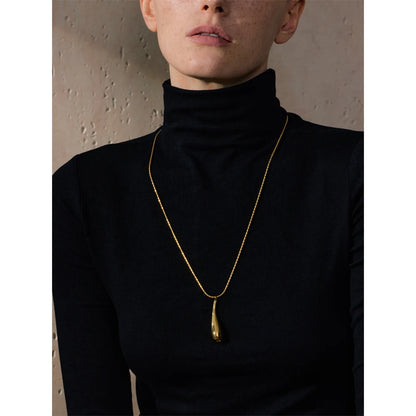 Minimalist Water Drop Pendant Necklace – Gold Stainless Steel