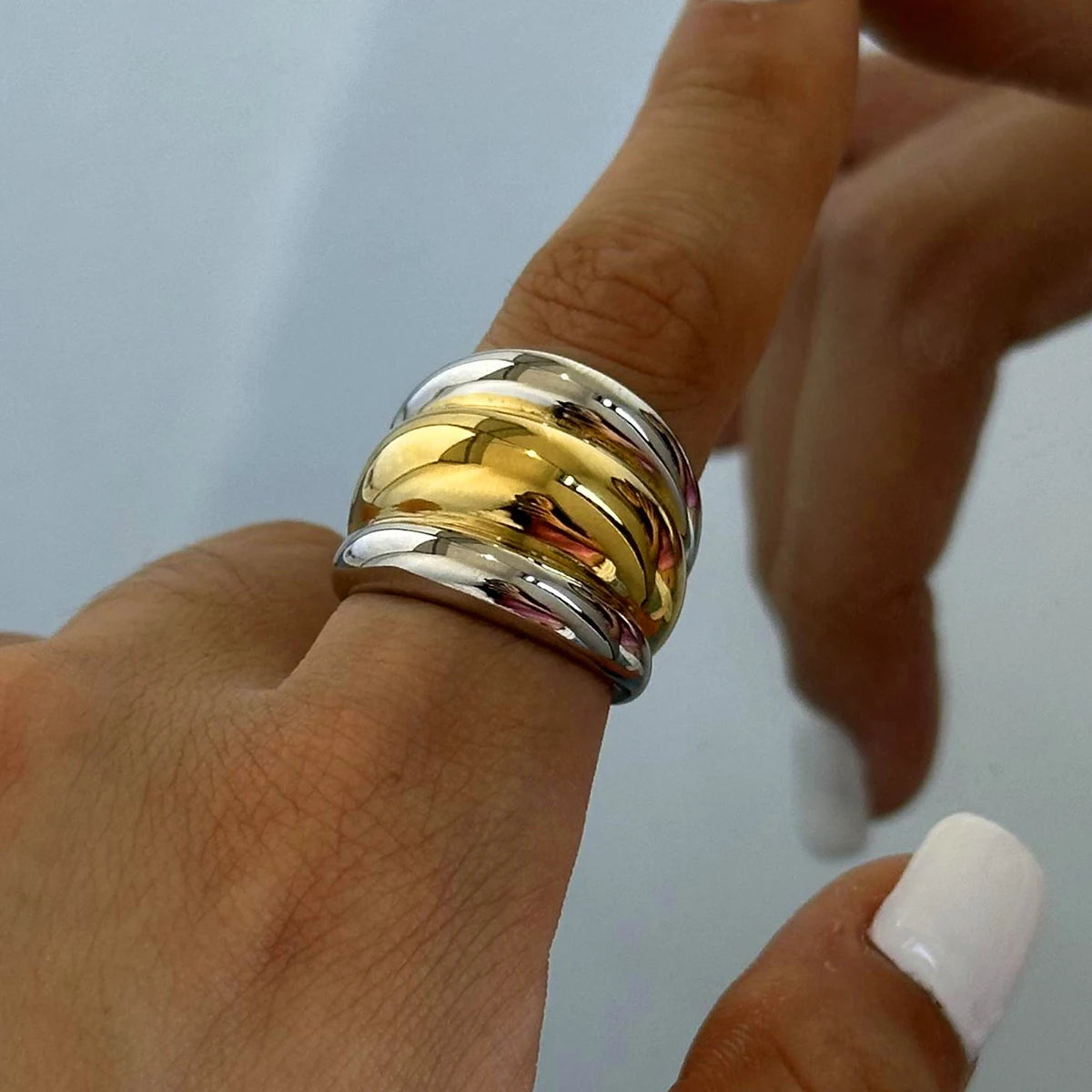 Luxe Jewels Stainless Steel Metal Ring – 18K Gold Plated Silver Jewellery