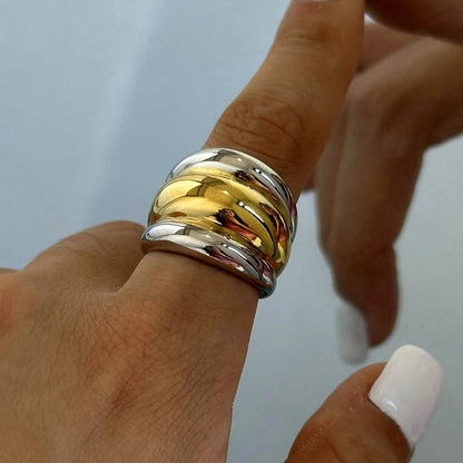 Luxe Jewels Stainless Steel Metal Ring – 18K Gold Plated Silver Jewellery