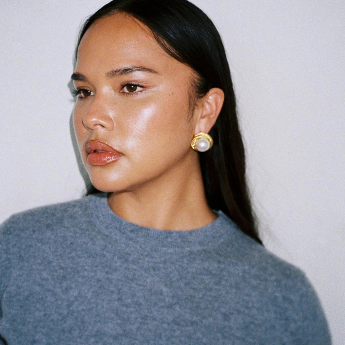 Uworld High Quality Imitation Pearls Drop Stainless Steel Golden Korean Hoop Earrings Charms Fashion Jewelry Bijoux Femme Gift