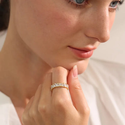 Luxe Stainless Steel Heart Cubic Zirconia Ring - Gold & Platinum Plated Jewelry