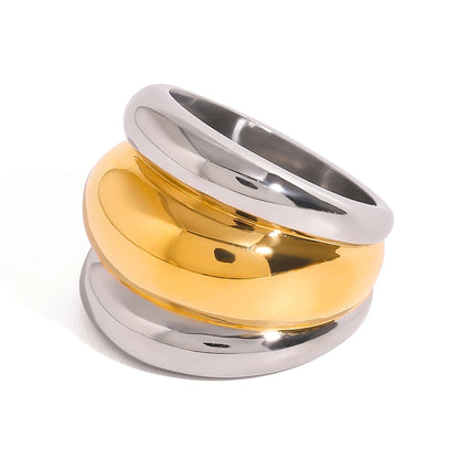 Luxe Jewels Stainless Steel Metal Ring – 18K Gold Plated Silver Jewellery