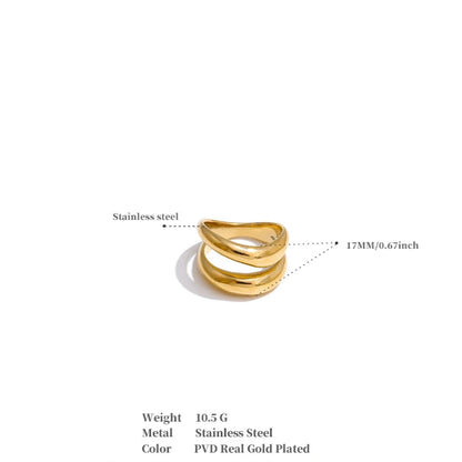 Luxe Jewels Stainless Steel Double Layer Cast Ring - 18K Real Gold Plated Waterproof Jewellery