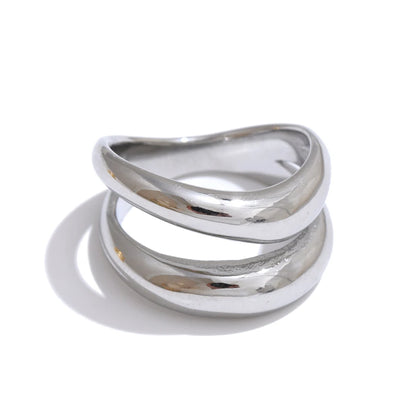 Luxe Jewels Stainless Steel Double Layer Cast Ring - 18K Real Gold Plated Waterproof Jewellery
