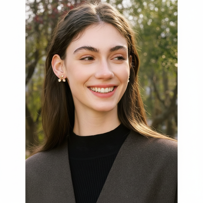 Cute Shiny Cherry Stud Earrings Waterproof Chic Daily Jewelry for Women Stainless Steel PVD Plated Trendy Accessory