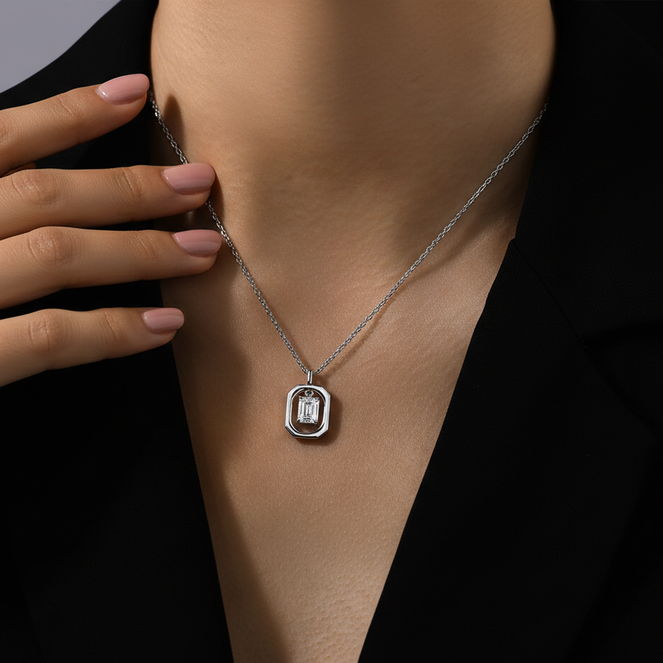 Premium Quality Moissanite Pendant Necklace for Women - Silver 925 Pendant Fine Jewelry