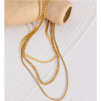 Stylish Golden Necklace Set – Durable Stainless Steel Layers
