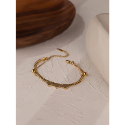 Heart Charm Snake Bracelet – Gold Plated Stainless Steel