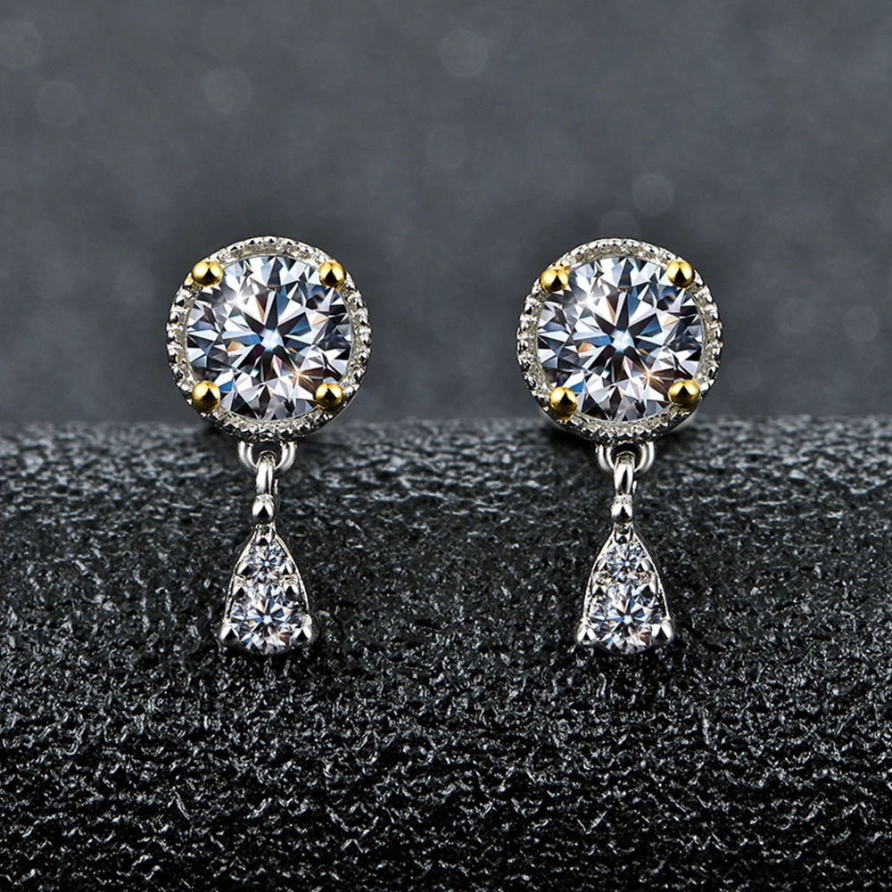 0.5ct Diamond Test Passed Moissanite Diamond 925 Silver 18K White Gold Plated Stud Earrings Jewelry for Women