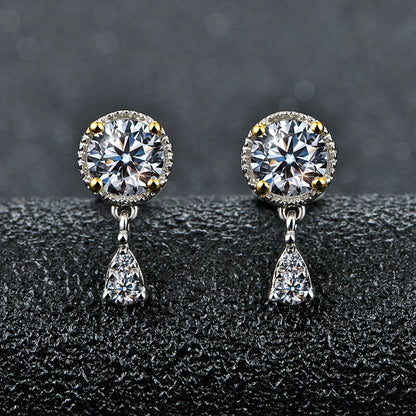 0.5ct Diamond Test Passed Moissanite Diamond 925 Silver 18K White Gold Plated Stud Earrings Jewelry for Women