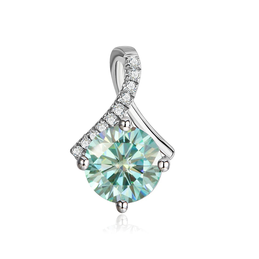 Luxe Jewels Round Excellent Cut - 1 to 2 carat Moissanite 925 Silver Pendant Necklace