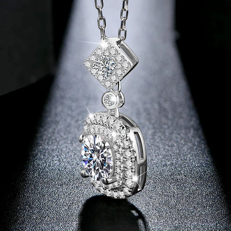 Luxe Jewels Cushion Pendant Necklace 925 Sterling Silver (1ct 6.5mm D Moissanite) Fine Jewelry Women