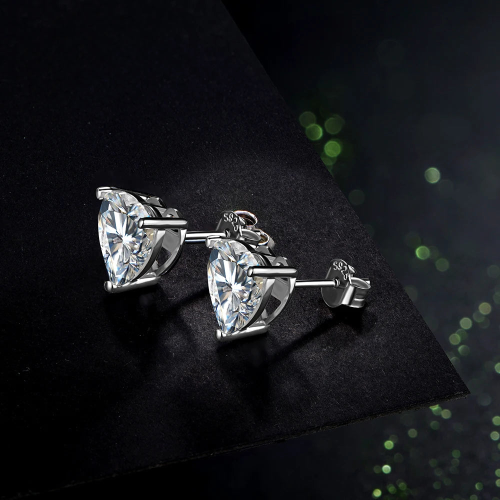 Luxe Jewels Heart Moissanite Stud Earrings 925 Sterling Silver Jewellery Stud Earrings