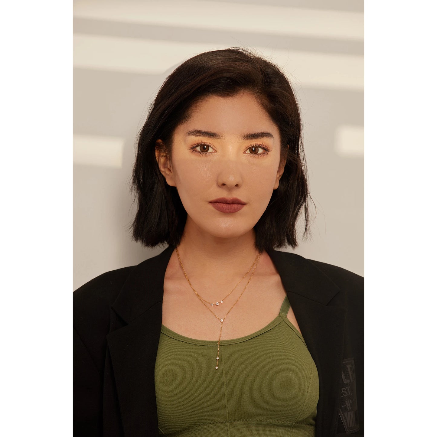 Layered Pendant Necklace with Bling Cubic Zirconia – 18K Gold Plated Jewelry