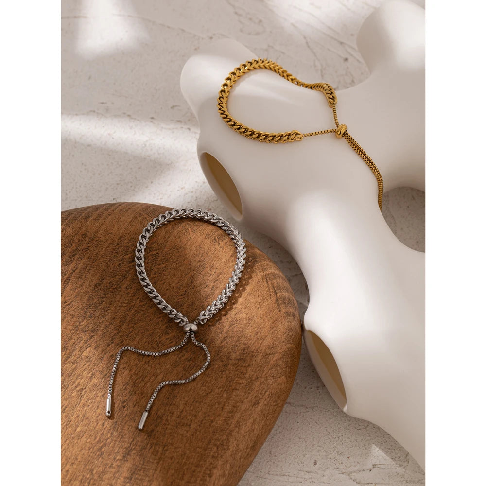 Minimalist Statement Bracelet – Gold Plated Stainless Steel, Waterproof