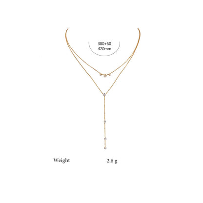 Layered Pendant Necklace with Bling Cubic Zirconia – 18K Gold Plated Jewelry