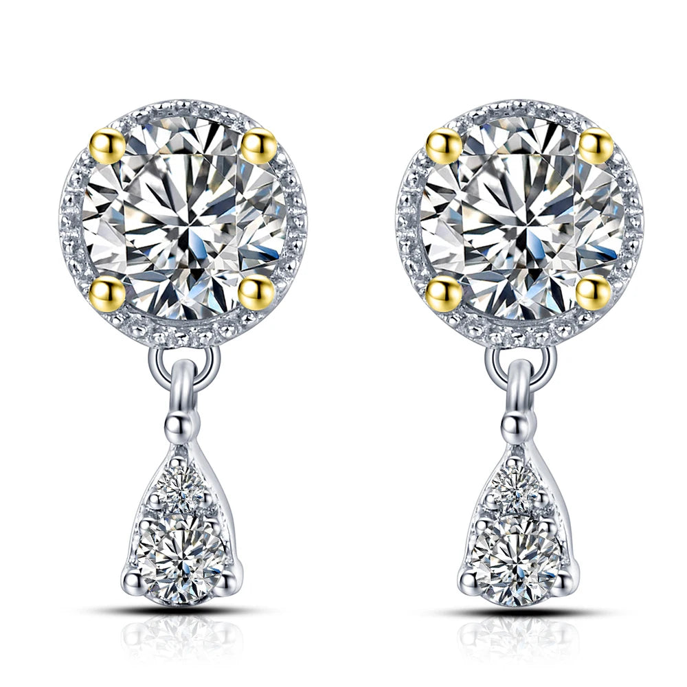 0.5ct Diamond Test Passed Moissanite Diamond 925 Silver 18K White Gold Plated Stud Earrings Jewelry for Women