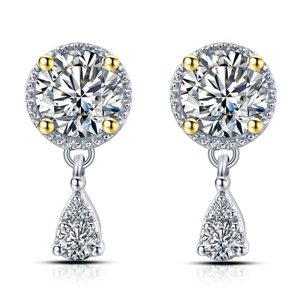 0.5ct Diamond Test Passed Moissanite Diamond 925 Silver 18K White Gold Plated Stud Earrings Jewelry for Women