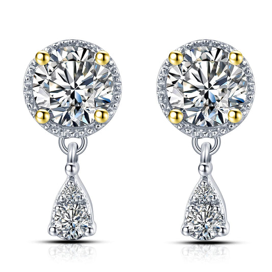 0.5ct Diamond Test Passed Moissanite Diamond 925 Silver 18K White Gold Plated Stud Earrings Jewelry for Women