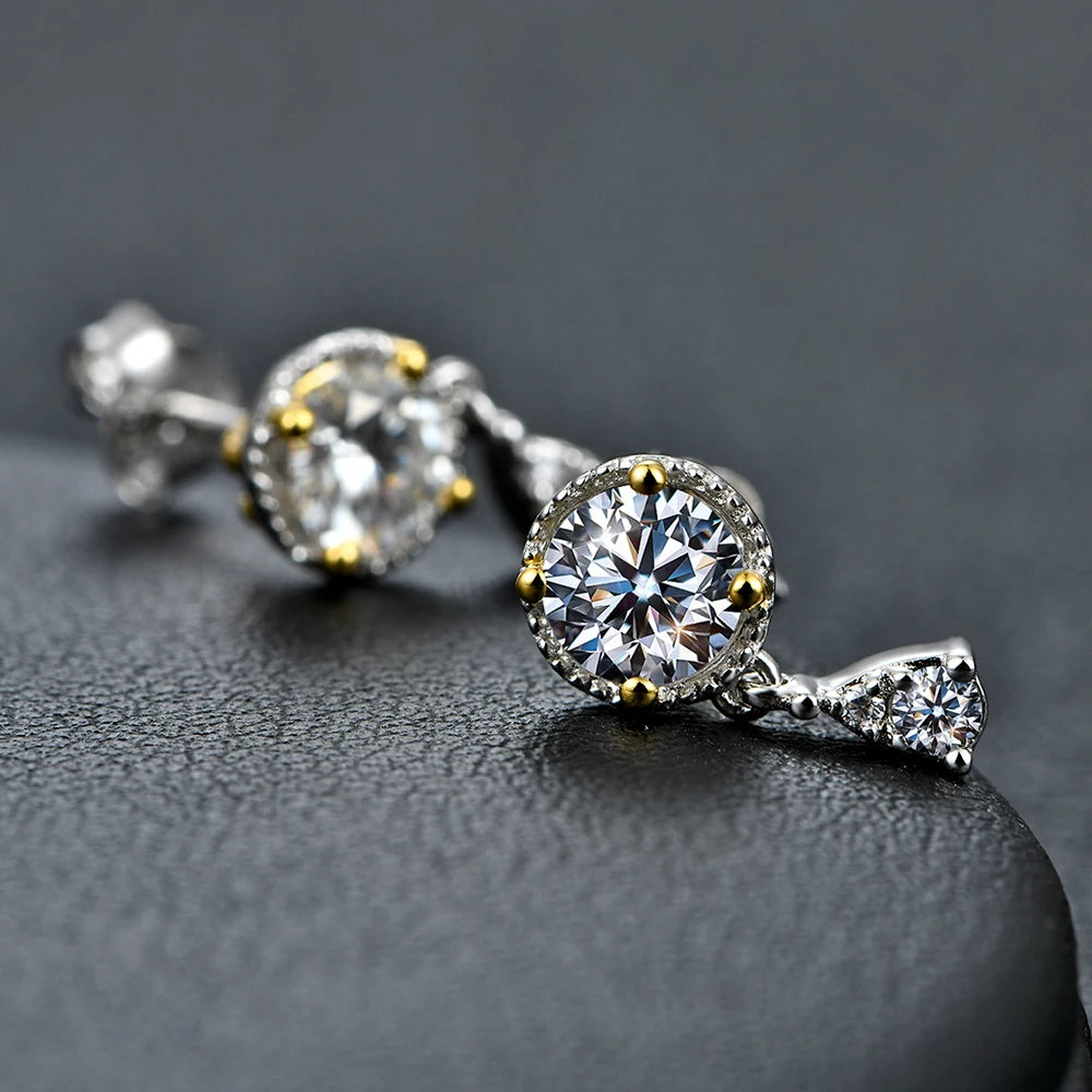 0.5ct Diamond Test Passed Moissanite Diamond 925 Silver 18K White Gold Plated Stud Earrings Jewelry for Women