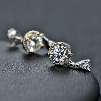 0.5ct Diamond Test Passed Moissanite Diamond 925 Silver 18K White Gold Plated Stud Earrings Jewelry for Women