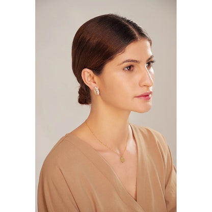 Gold Plated Stud Earrings with Pearl & Cubic Zirconia – Tarnish-Free Jewelry