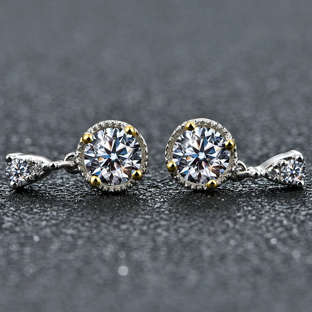 0.5ct Diamond Test Passed Moissanite Diamond 925 Silver 18K White Gold Plated Stud Earrings Jewelry for Women