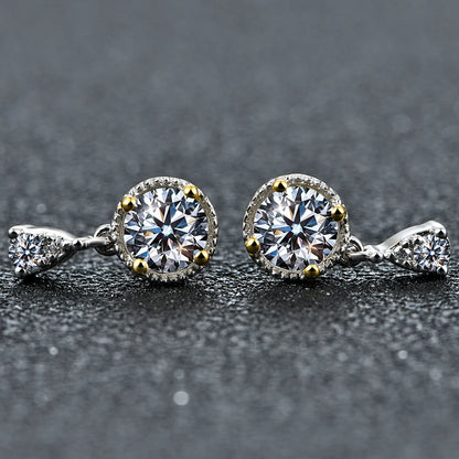 0.5ct Diamond Test Passed Moissanite Diamond 925 Silver 18K White Gold Plated Stud Earrings Jewelry for Women