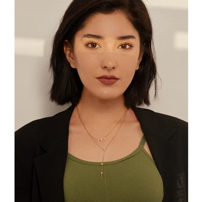 Layered Pendant Necklace with Bling Cubic Zirconia – 18K Gold Plated Jewelry