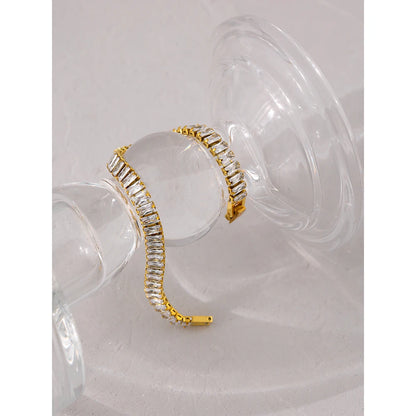 6MM Zirconia Bracelet – Gold Plated Stainless Steel Water Proof Jewelry