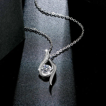 For Valentine's Day 925 Silver Chain Necklace - Excellent Cut 0.5ct Moissanite Solitaire Pendant