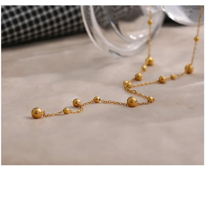 Elegant Minimalist Bead Necklace – 18K Gold Plated Design
