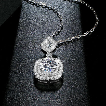 Luxe Jewels Cushion Pendant Necklace 925 Sterling Silver (1ct 6.5mm D Moissanite) Fine Jewelry Women