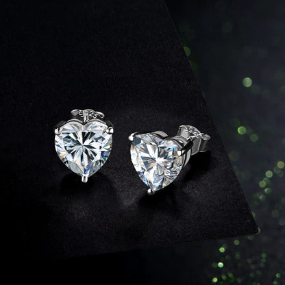 Luxe Jewels Heart Moissanite Stud Earrings 925 Sterling Silver Jewellery Stud Earrings