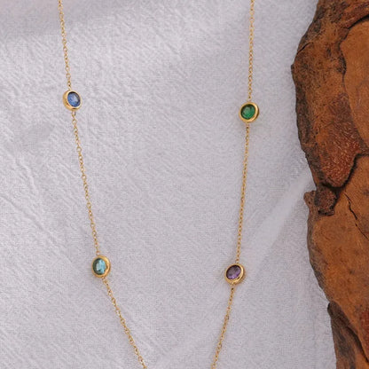Colorful Cubic Zirconia Necklace – 316L Gold Stainless Steel