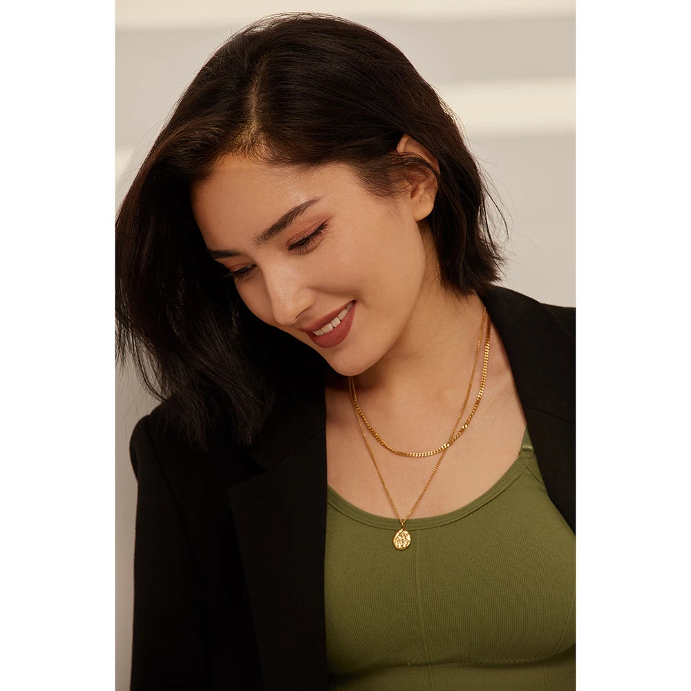 Layered Geometric Necklace for Women – 316L Stainless Steel Modern Jewelry