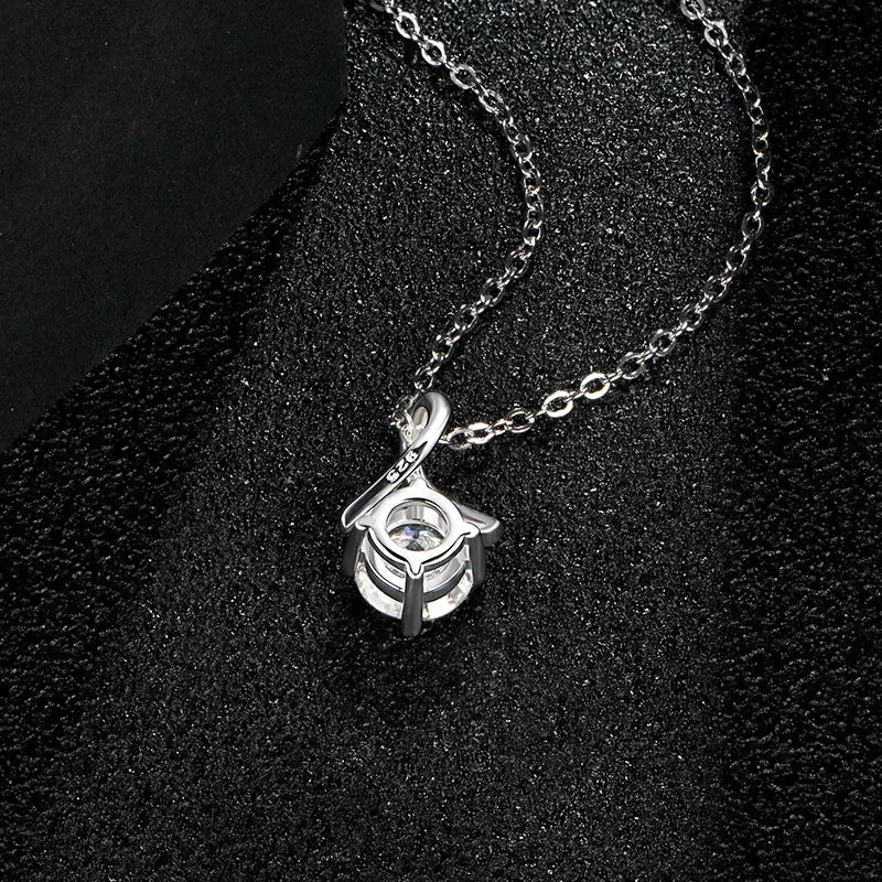 Luxe Jewels Round Excellent Cut - 1 to 2 carat Moissanite 925 Silver Pendant Necklace