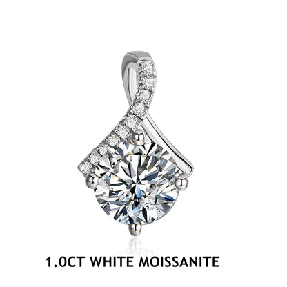 Luxe Jewels Round Excellent Cut - 1 to 2 carat Moissanite 925 Silver Pendant Necklace