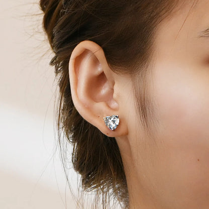 Luxe Jewels Heart Moissanite Stud Earrings 925 Sterling Silver Jewellery Stud Earrings
