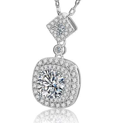 Luxe Jewels Cushion Pendant Necklace 925 Sterling Silver (1ct 6.5mm D Moissanite) Fine Jewelry Women